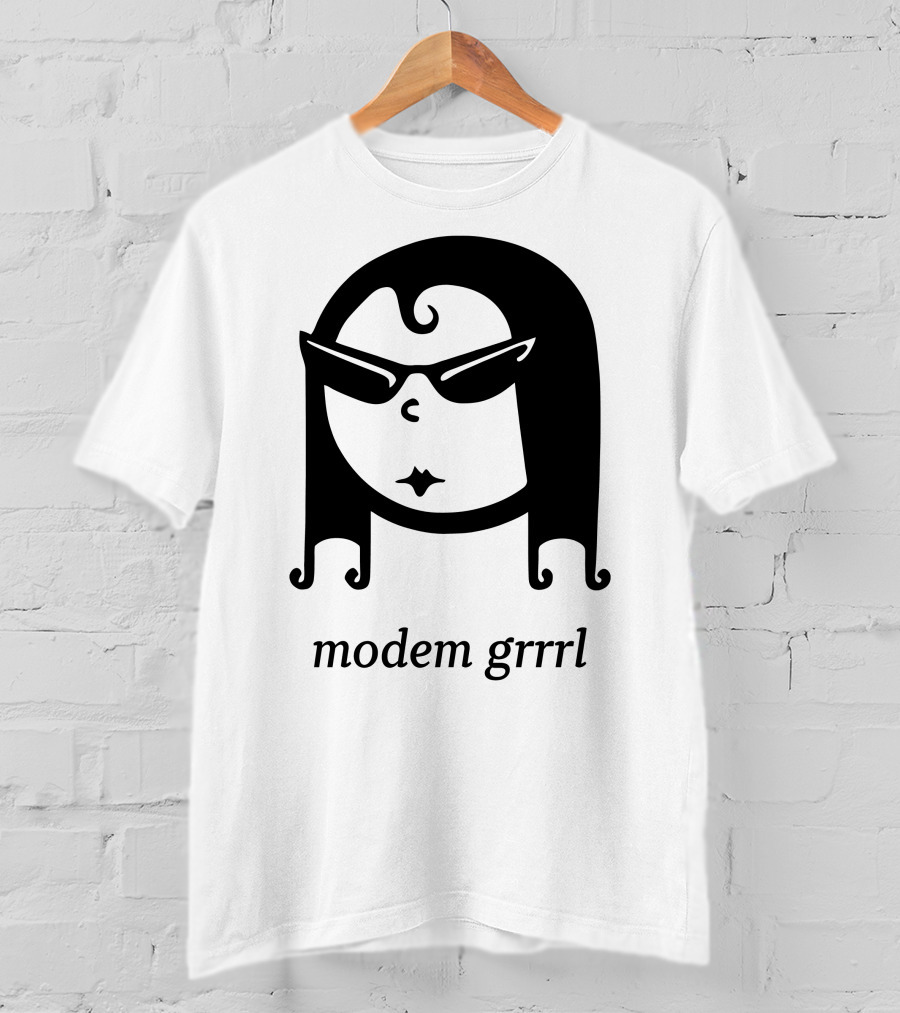 Modem Grrrl Sunglasses Illustrative T-Shirt