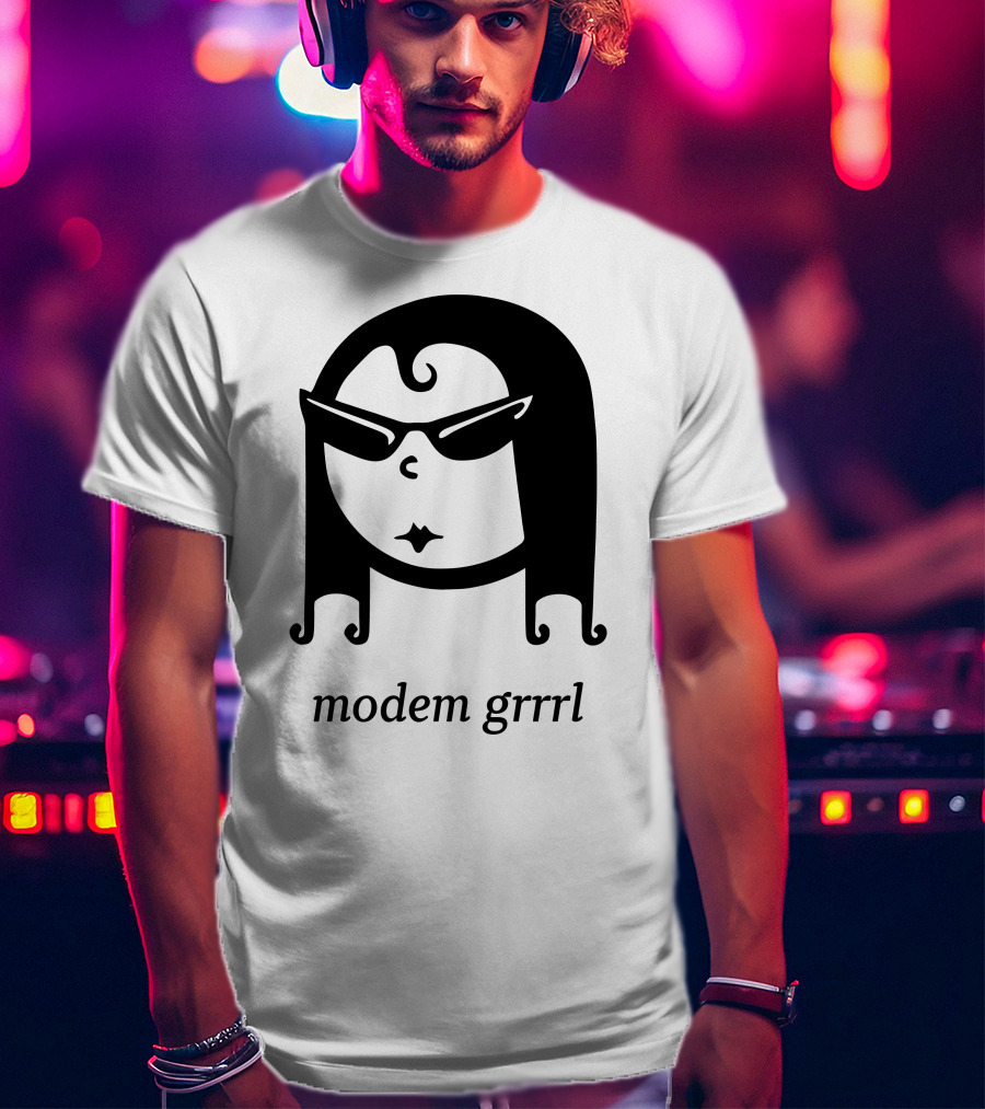 Modem Grrrl Sunglasses Illustrative T-Shirt