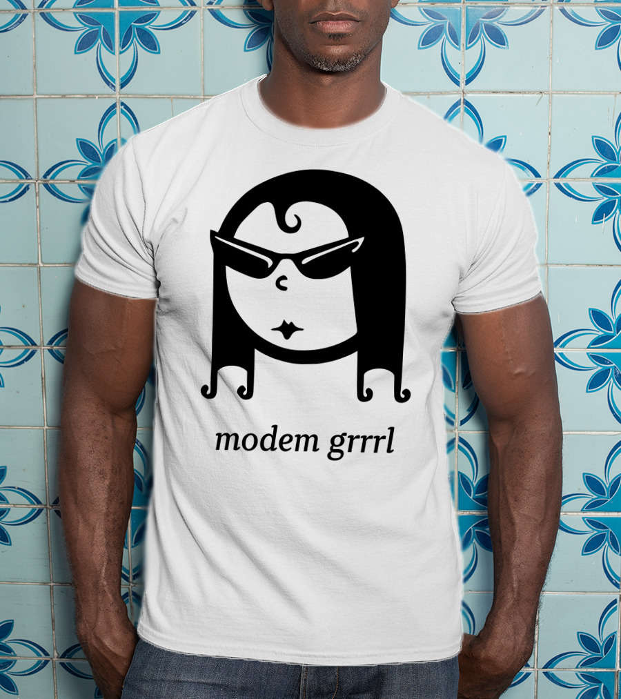 Modem Grrrl Sunglasses Illustrative T-Shirt