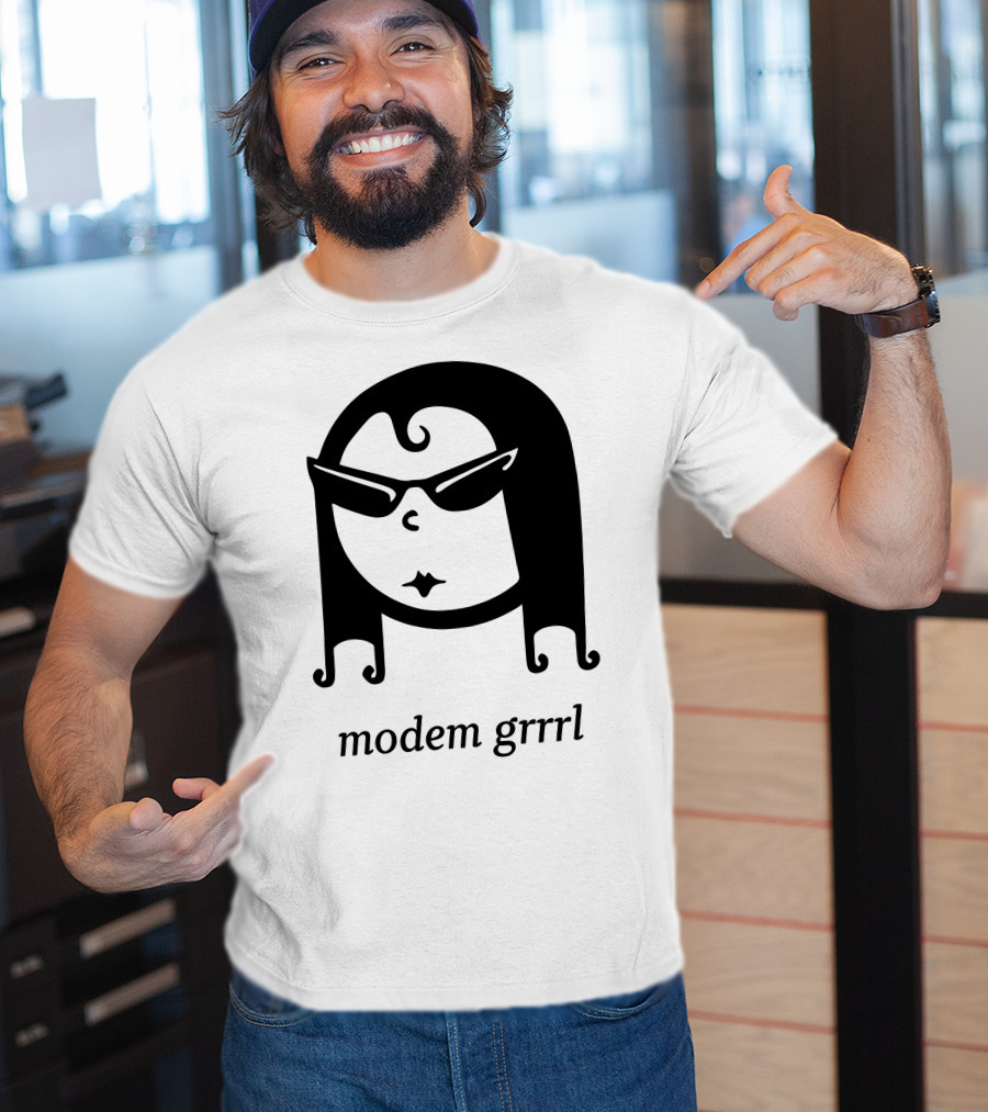 Modem Grrrl Sunglasses Illustrative T-Shirt