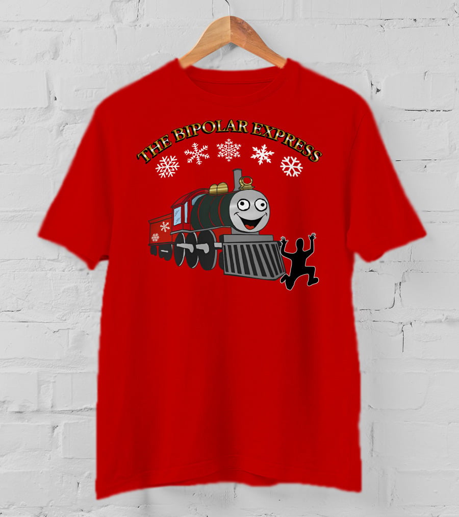 THE BIPOLAR EXPRESS Christmas Train Snowflakes T-Shirt