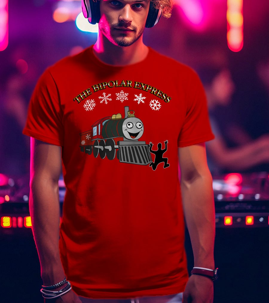 THE BIPOLAR EXPRESS Christmas Train Snowflakes T-Shirt