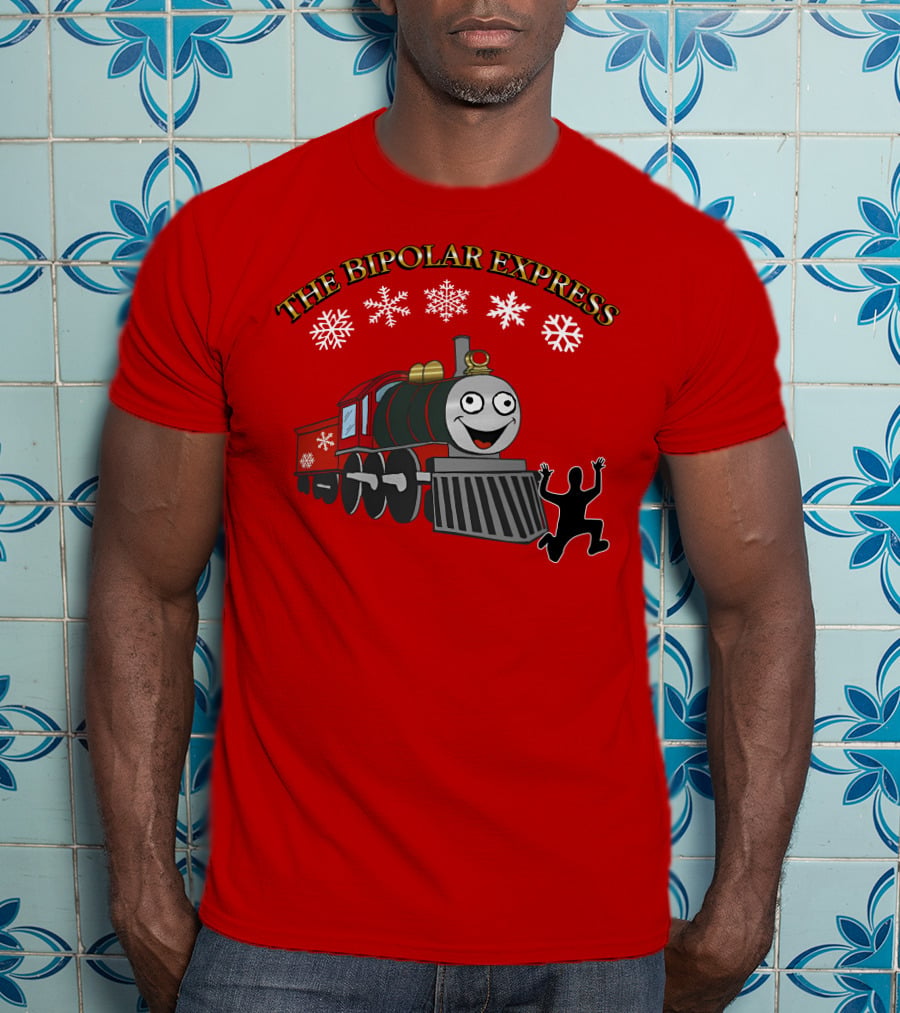 THE BIPOLAR EXPRESS Christmas Train Snowflakes T-Shirt