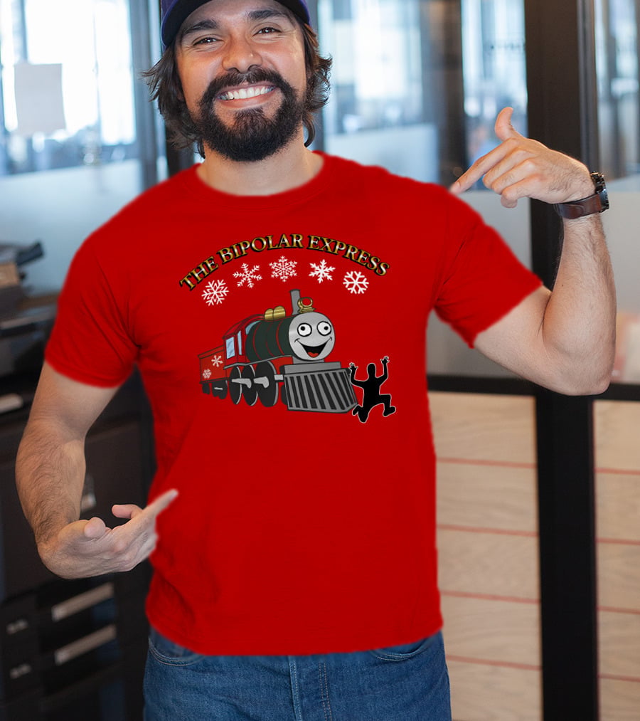 THE BIPOLAR EXPRESS Christmas Train Snowflakes T-Shirt