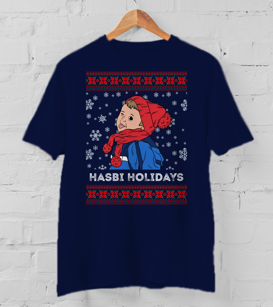 Hasbulla Merch Hasbi Holidays Snowflakes And Knit T-Shirt