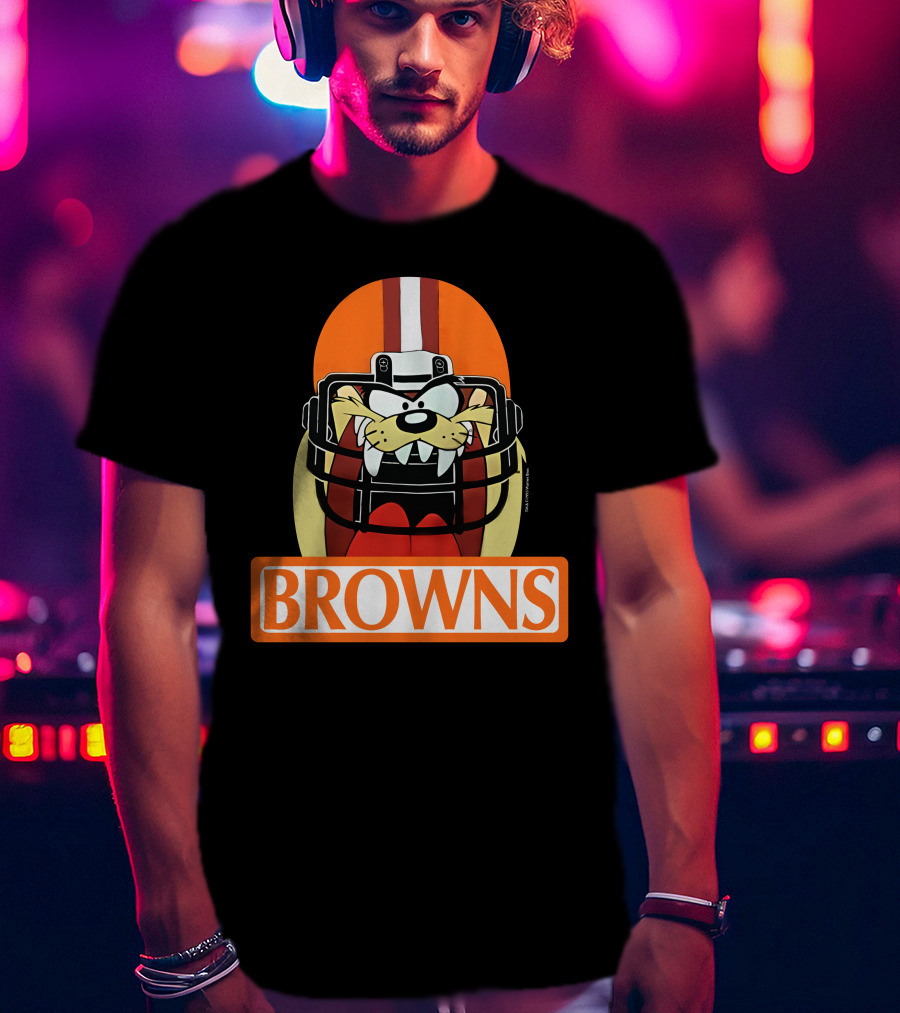 1993 Cleveland Browns Warner Bros Tazmanian Taz Devil Helmet Browns T-Shirt
