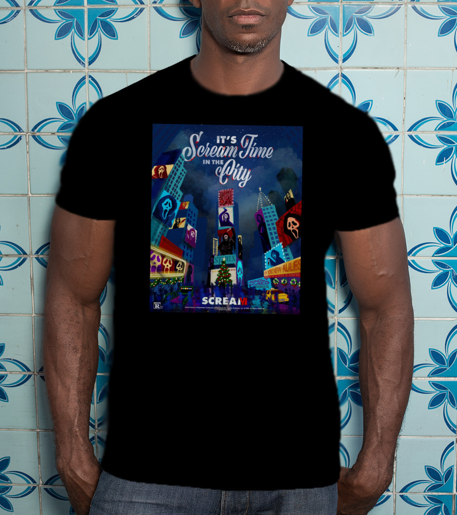 Scream Time In The City With Ghostface Masks And Skyscrapers T-Shirt