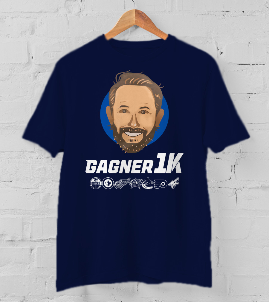 Gagner 1K Congrats Gags 1000 Career NHL Games Oilers Jets Red Wings Blue Jackets Canucks Flyers Coyotes T-Shirt