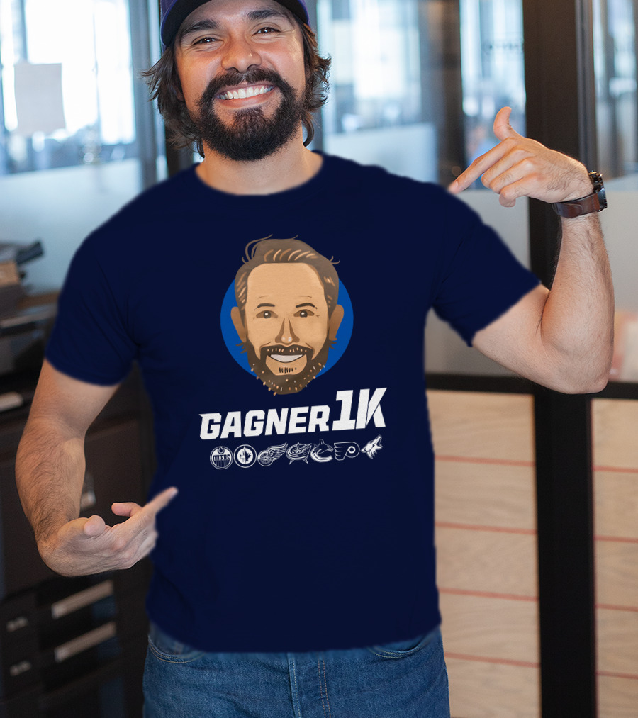 Gagner 1K Congrats Gags 1000 Career NHL Games Oilers Jets Red Wings Blue Jackets Canucks Flyers Coyotes T-Shirt