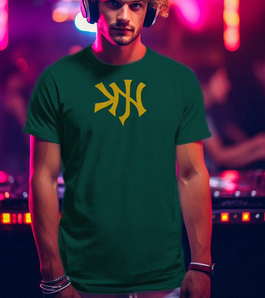 Knj Fanjoy Yankees Logo Green Gold T-Shirt