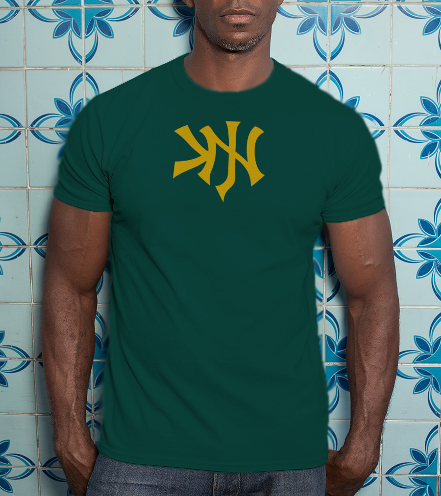 Knj Fanjoy Yankees Logo Green Gold T-Shirt