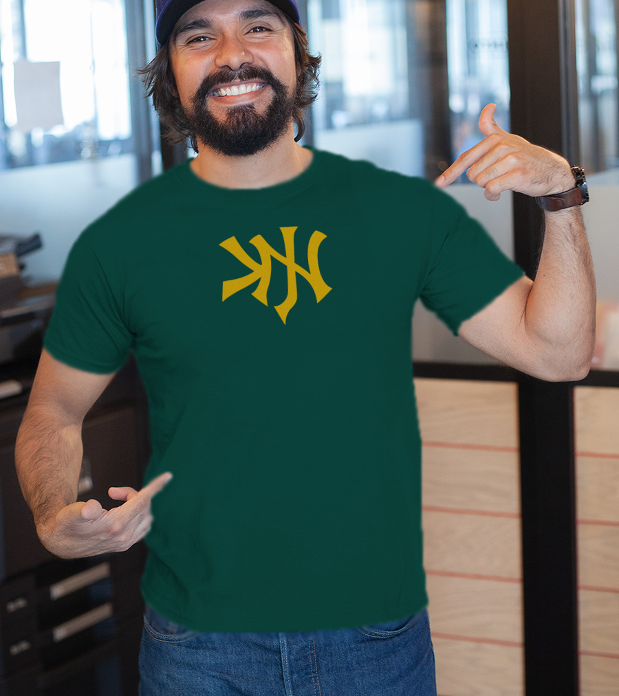 Knj Fanjoy Yankees Logo Green Gold T-Shirt
