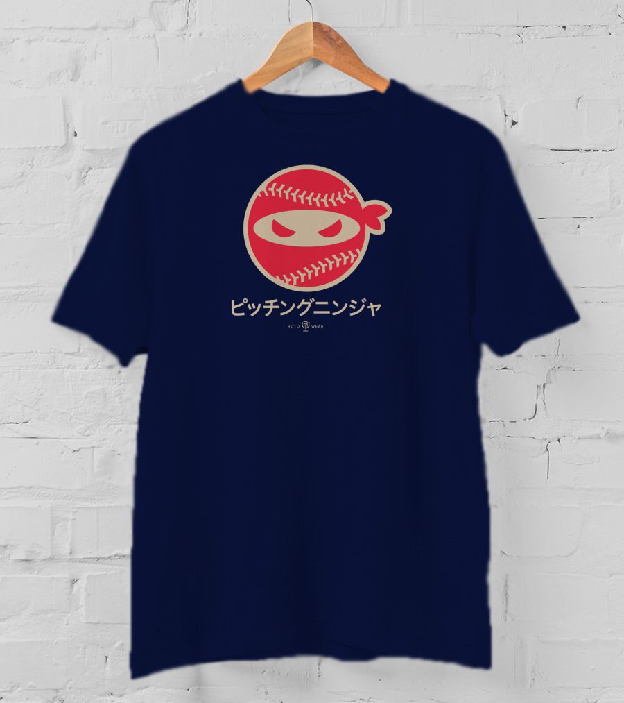 Pitching Ninja Nippon Japanese Baseball Icon Roto Wear T-Shirt
