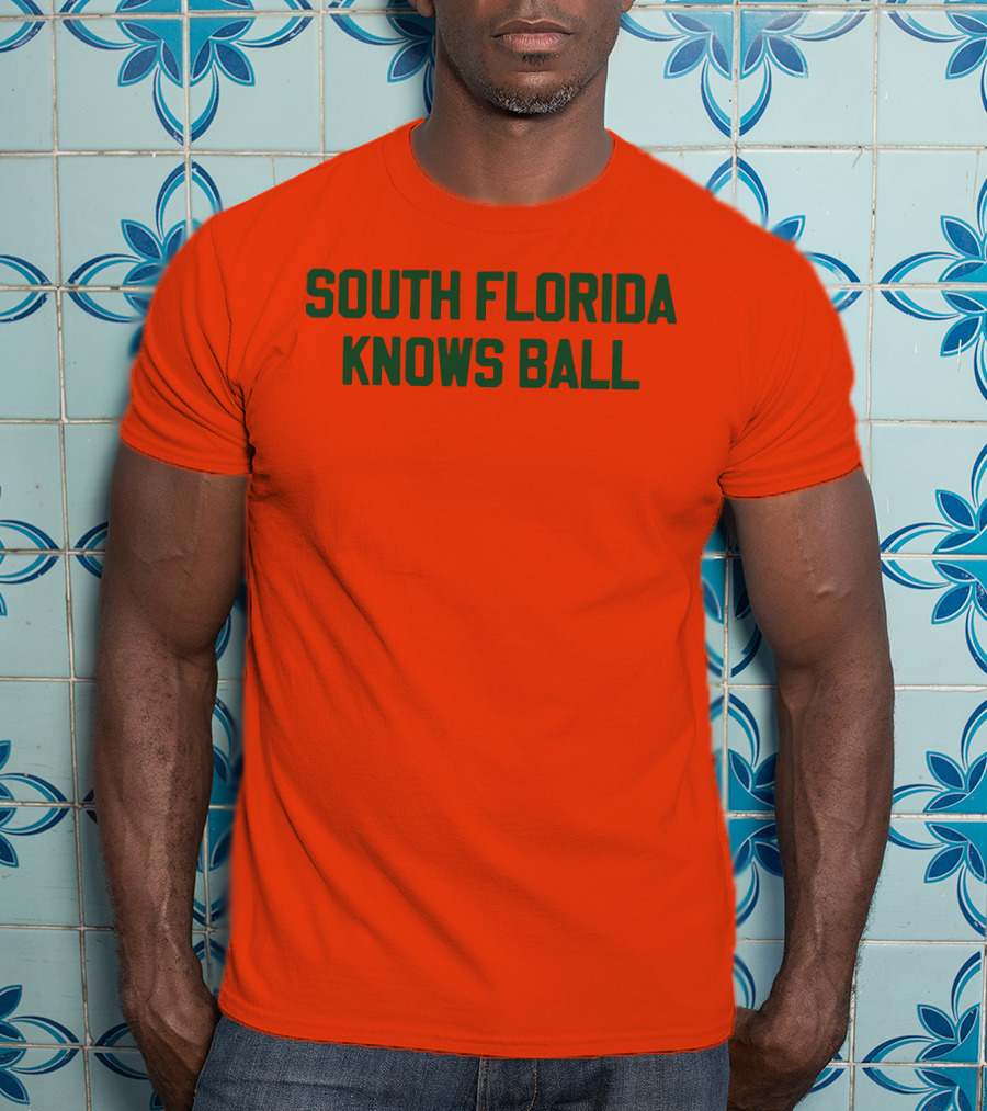 South Florida Knows Ball Bold Green Text On Orange T-Shirt