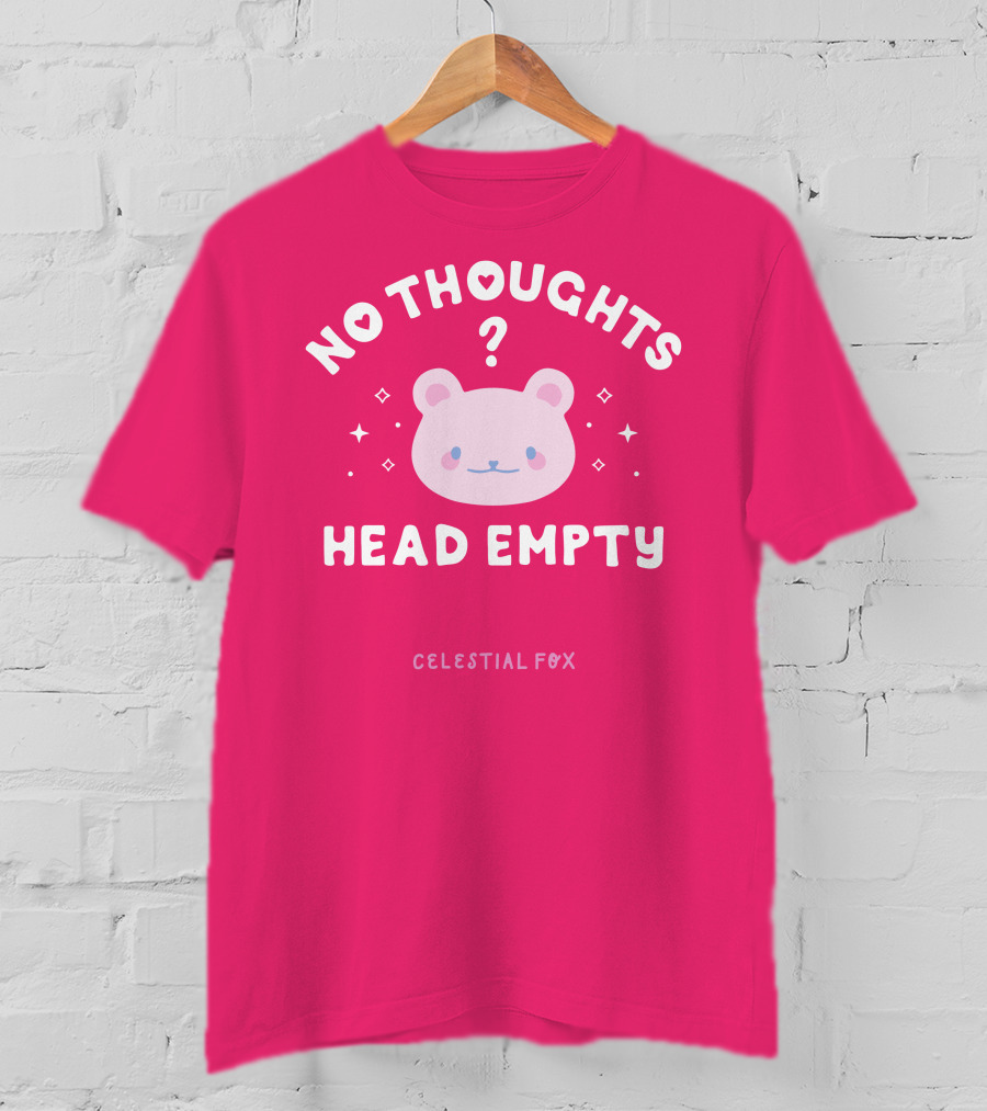 No Thoughts Head Empty Bear With Celestial Fox Stars T-Shirt
