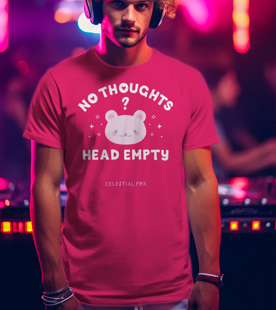 No Thoughts Head Empty Bear With Celestial Fox Stars T-Shirt