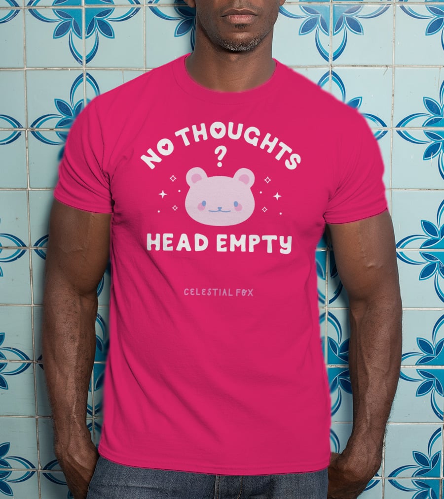 No Thoughts Head Empty Bear With Celestial Fox Stars T-Shirt