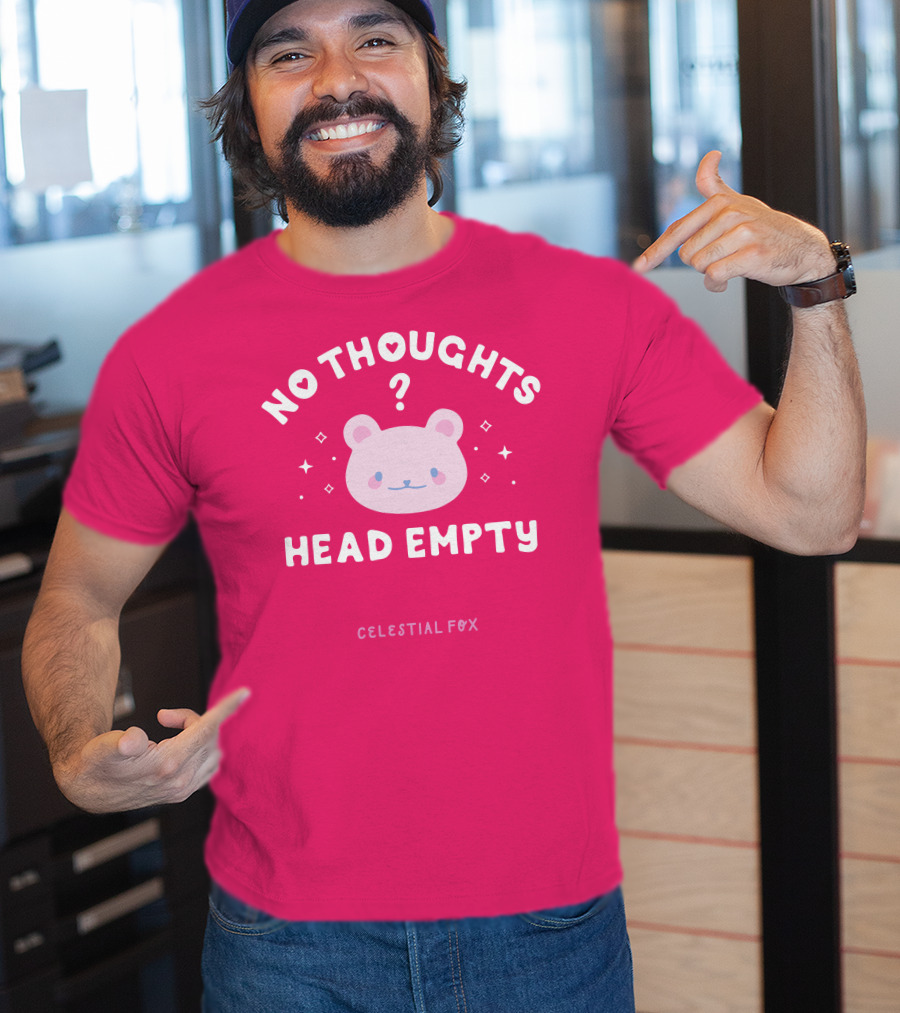 No Thoughts Head Empty Bear With Celestial Fox Stars T-Shirt