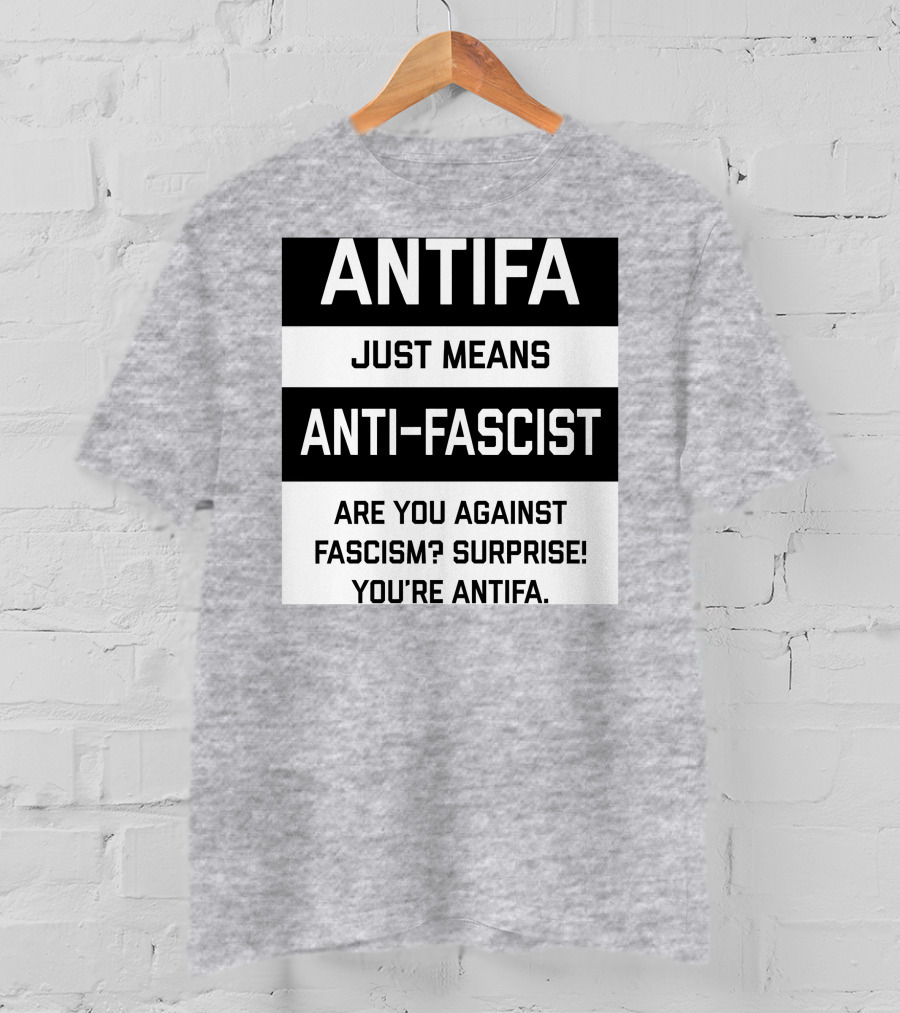 ANTIFA Just Means Anti-Fascist Are You Against Fascism Surprise You're ANTIFA T-Shirt