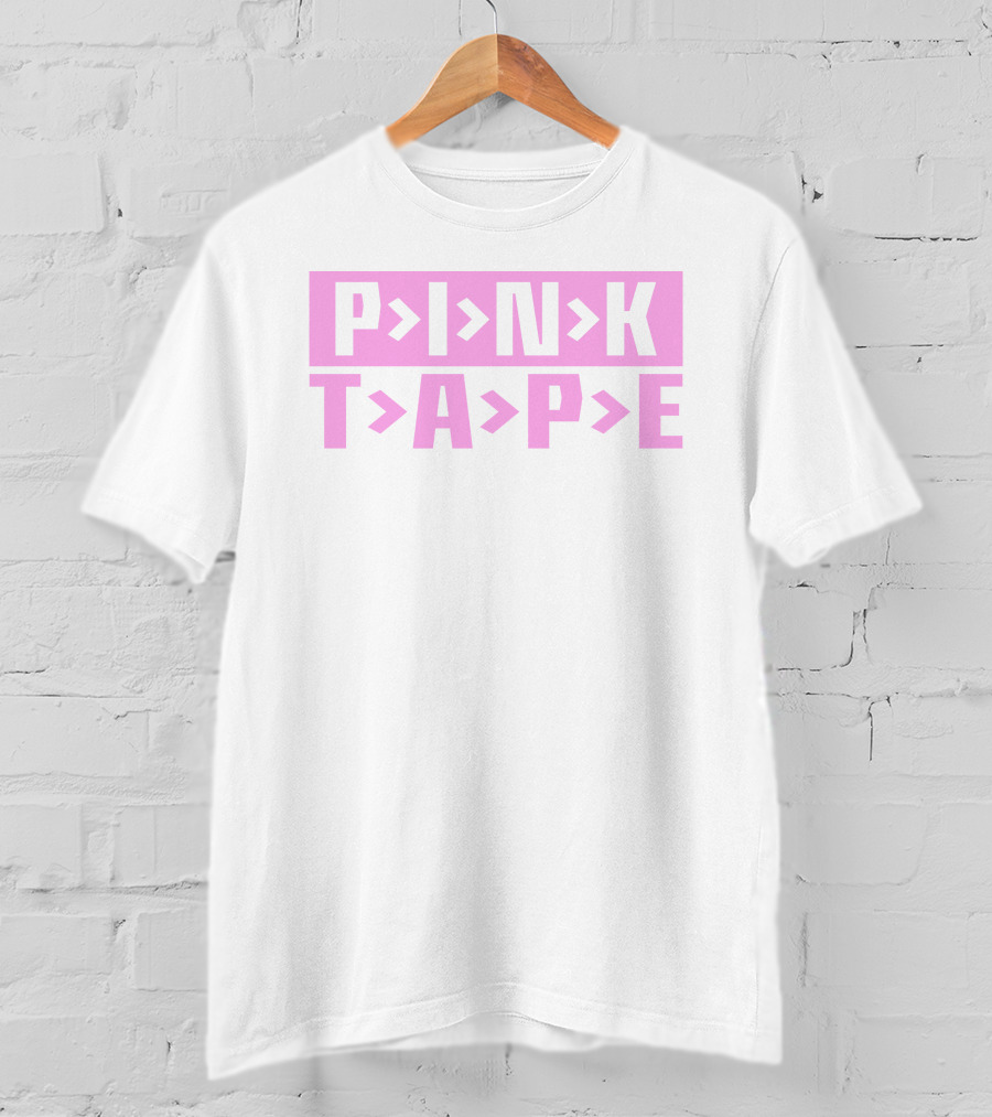 PINK TAPE Arrow Typography T-Shirt