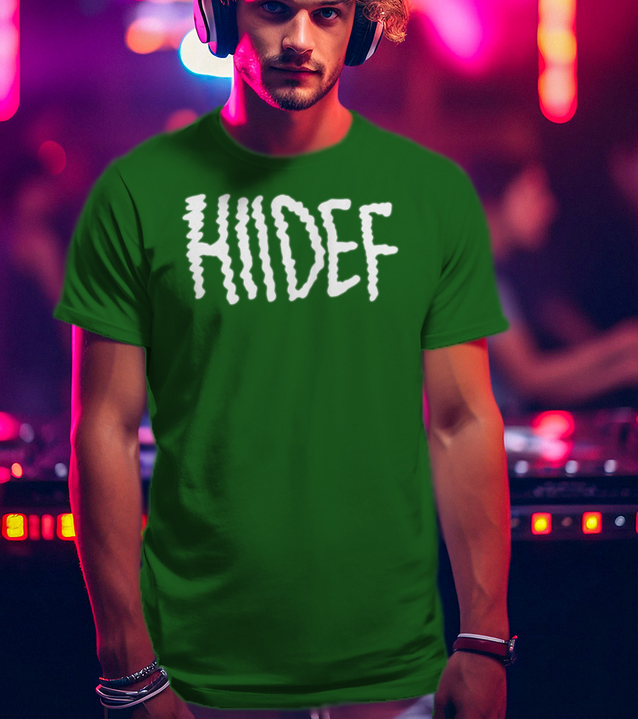 Hdi Hiidef White Text On Green Background T-Shirt