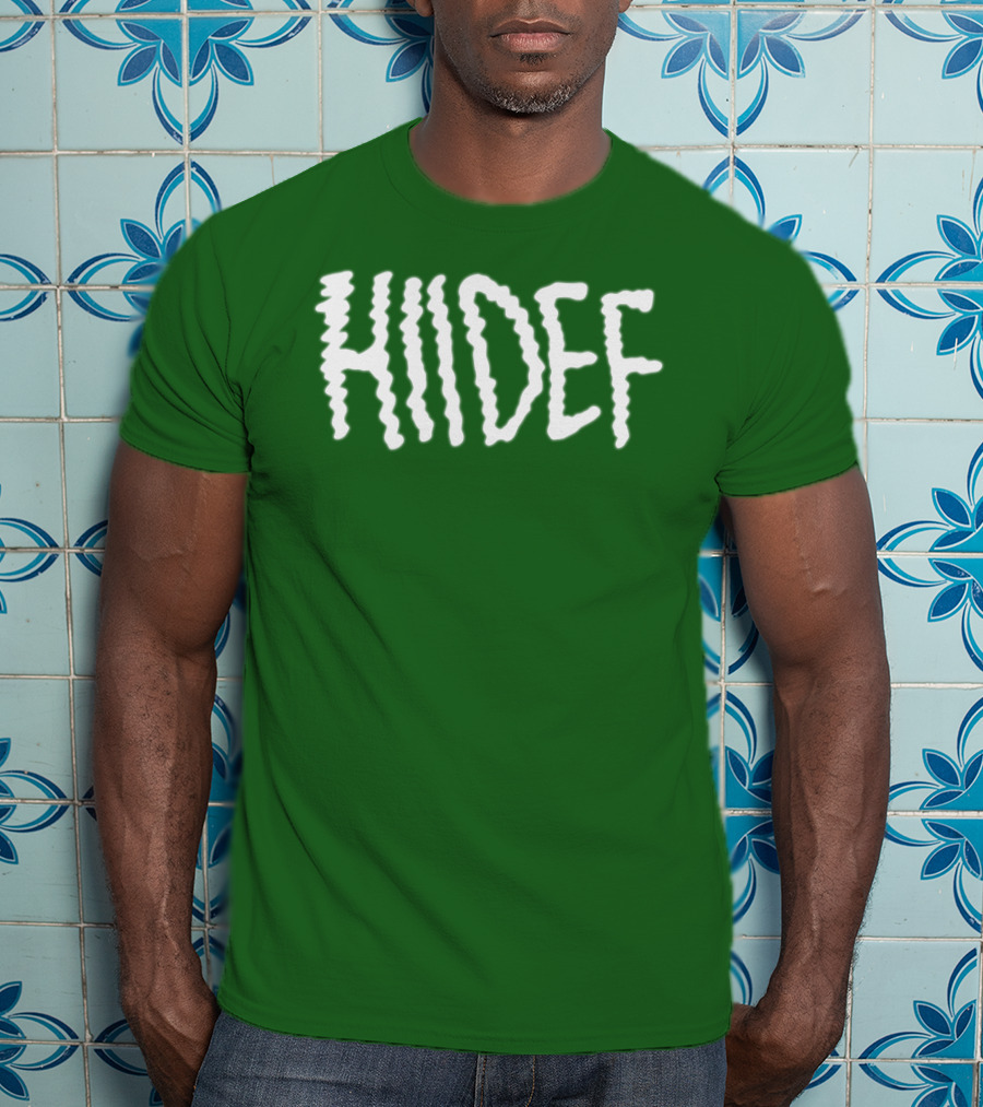 Hdi Hiidef White Text On Green Background T-Shirt