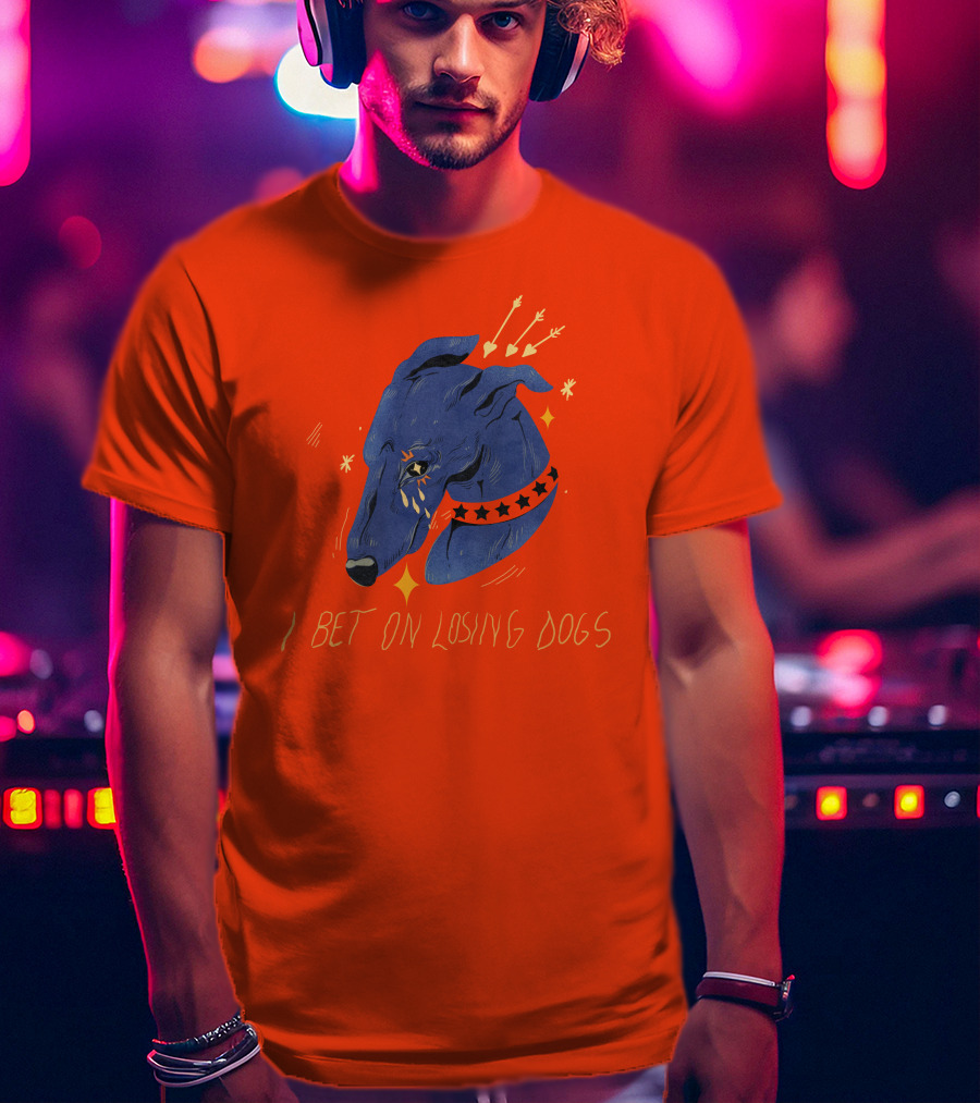 Galactix I Bet On Losing Dogs Blue Greyhound With Stars And Arrows T-Shirt