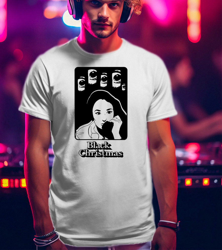 Black Christmas Woman With Multiple Eye Gaze T-Shirt