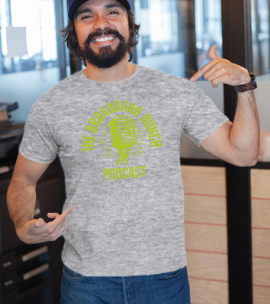 The Broadband Bunch Podcast Microphone T-Shirt