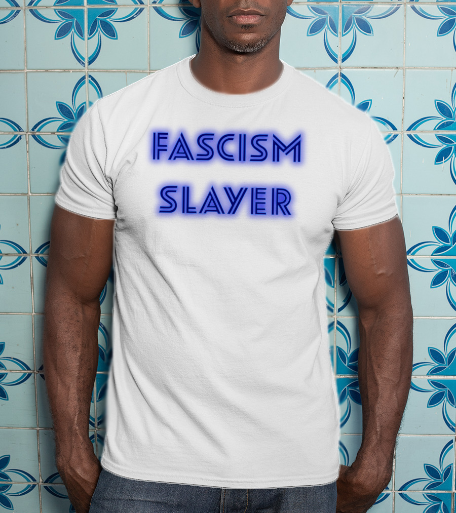 Fascism Slayer Neon Electro Font Styling T-Shirt