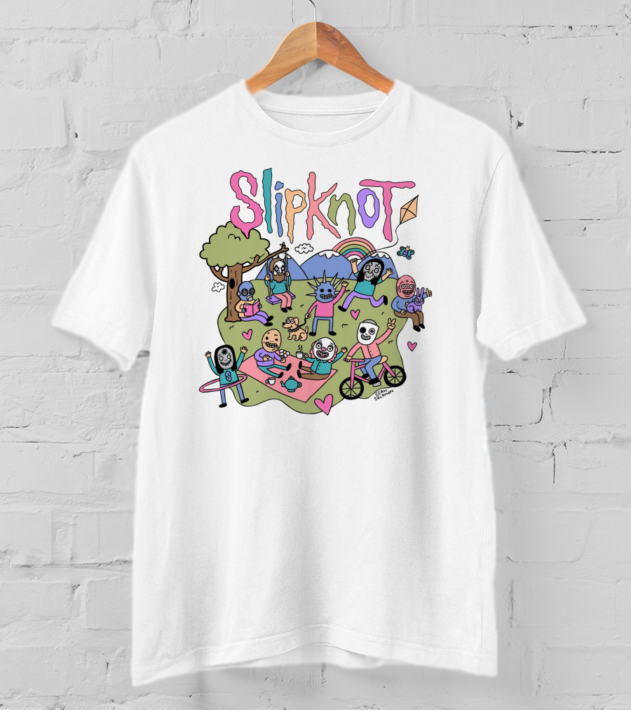 Slipknot Cute Cartoon Characters Park Scene T-Shirt