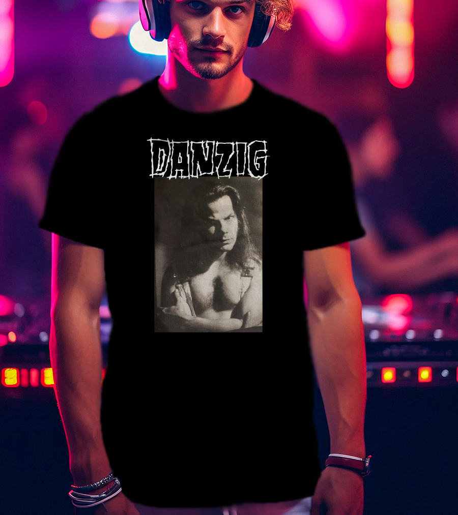 Danzig Glenn Danzig Evil Muscular Black And White Photo T-Shirt