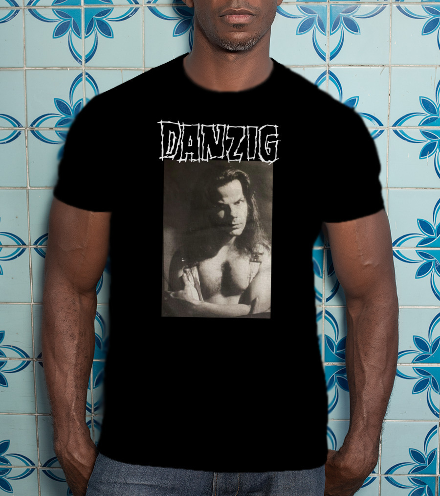 Danzig Glenn Danzig Evil Muscular Black And White Photo T-Shirt