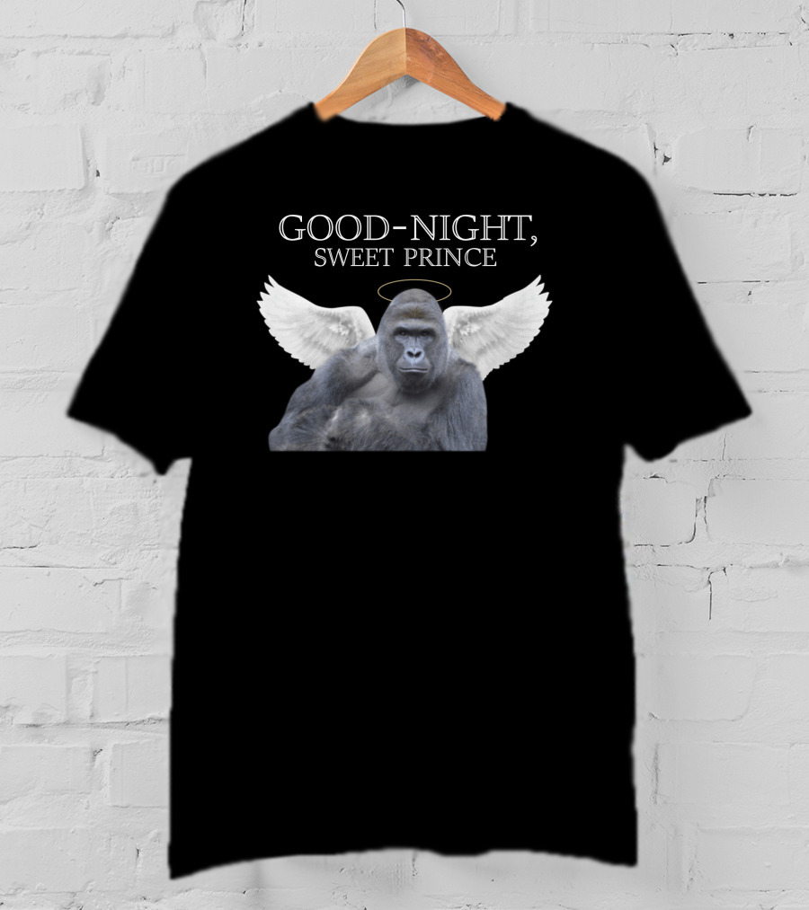 Good Night Sweet Prince Winged Gorilla Halo Memorial T-Shirt