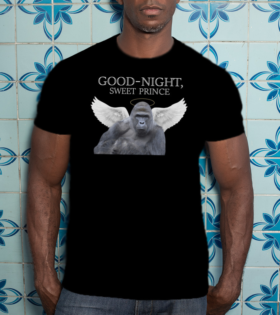 Good Night Sweet Prince Winged Gorilla Halo Memorial T-Shirt