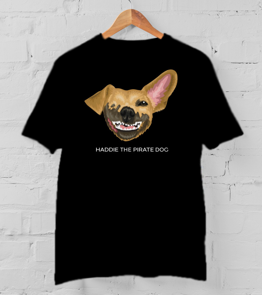 Haddie The Pirate Dog Mischievous Canine With Eye Patch And Toothsome Grin T-Shirt