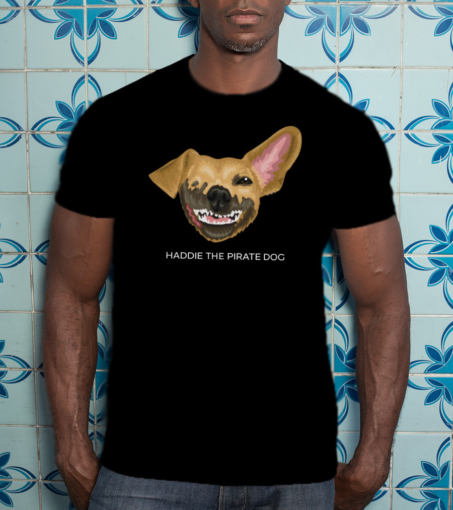 Haddie The Pirate Dog Mischievous Canine With Eye Patch And Toothsome Grin T-Shirt