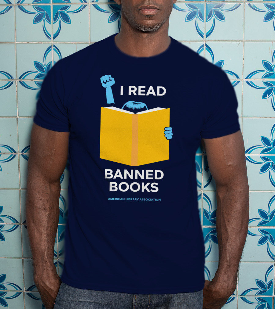 I Read Banned Books Yellow Book Fist American Library Association T-Shirt