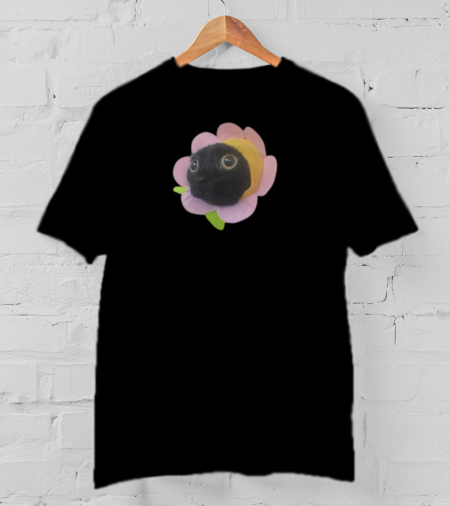 Bigfootjinx Flower Cat Face In Pink Petals T-Shirt