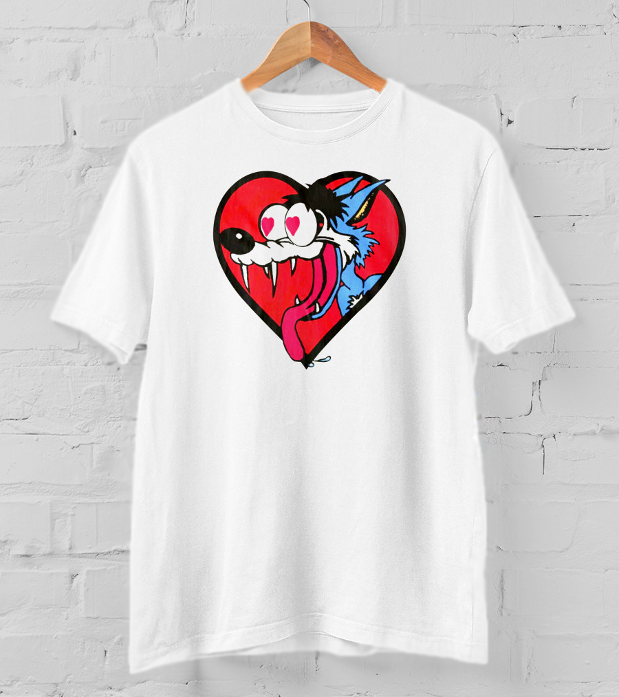The Jesus Lizard Idiot Heart-Eyed Cartoon Wolf T-Shirt