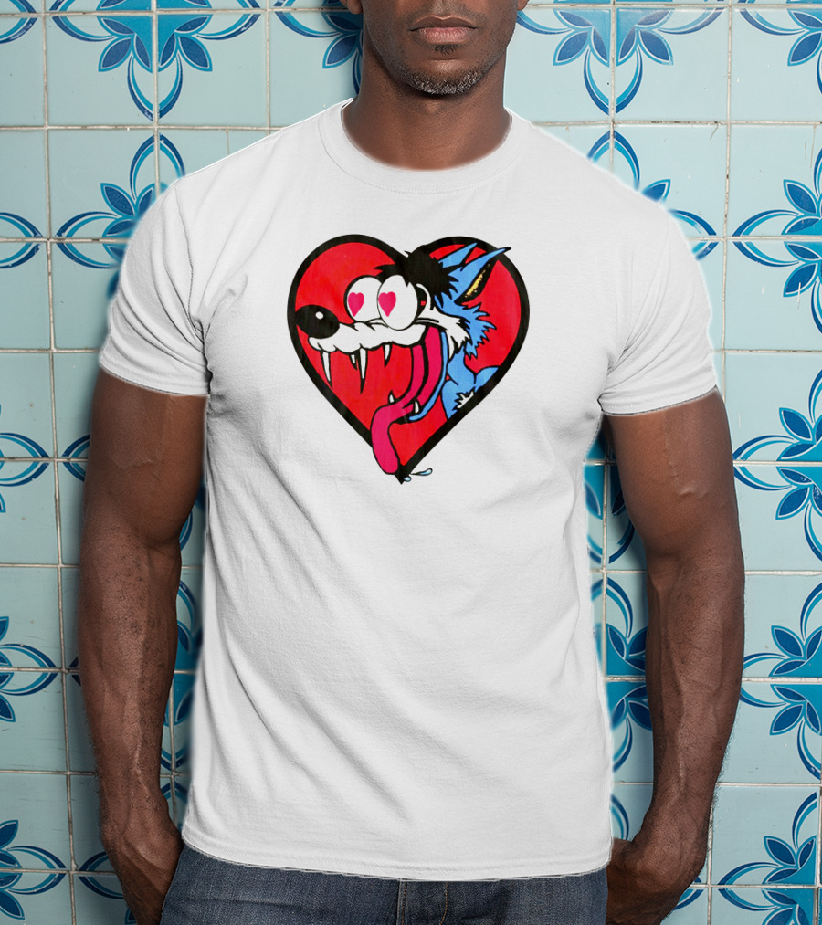 The Jesus Lizard Idiot Heart-Eyed Cartoon Wolf T-Shirt