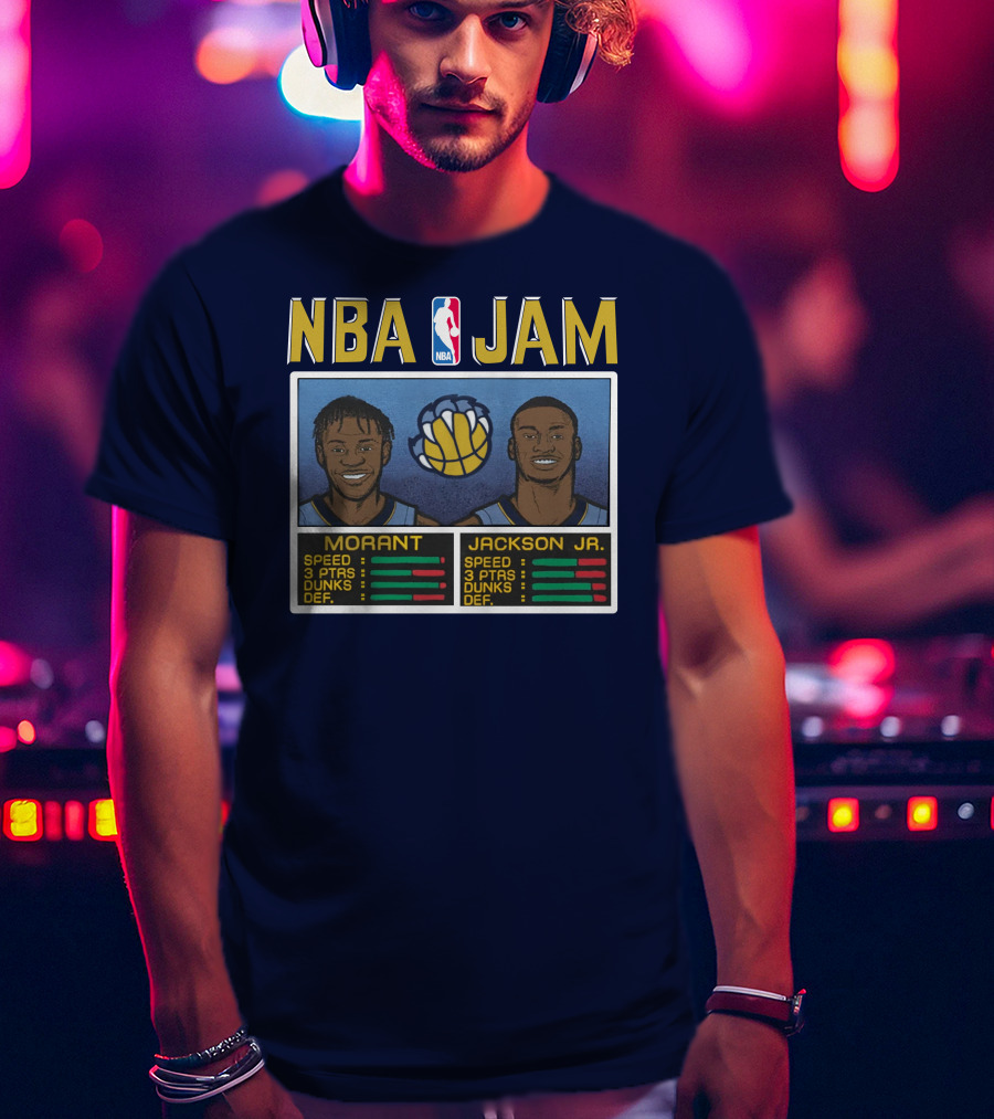NBA Jam Morant Jackson Jr Player Stats Molly Morrison T-Shirt
