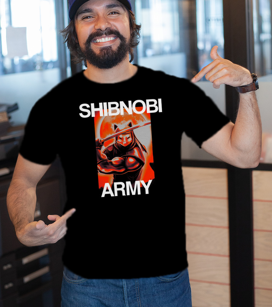 Shibnobi Army Shib Nobi Warrior Ninja Cat Moon T-Shirt