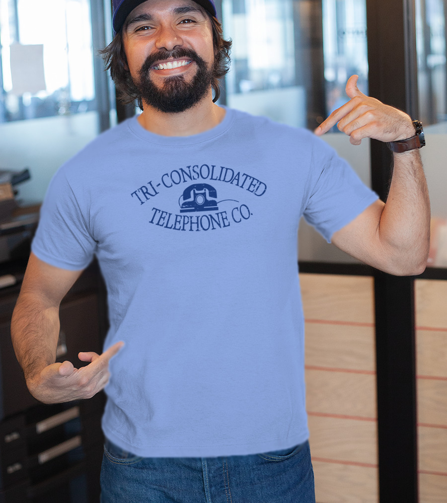 Tri-Consolidated Telephone CO Vintage Logo With Retro Telephone Image T-Shirt