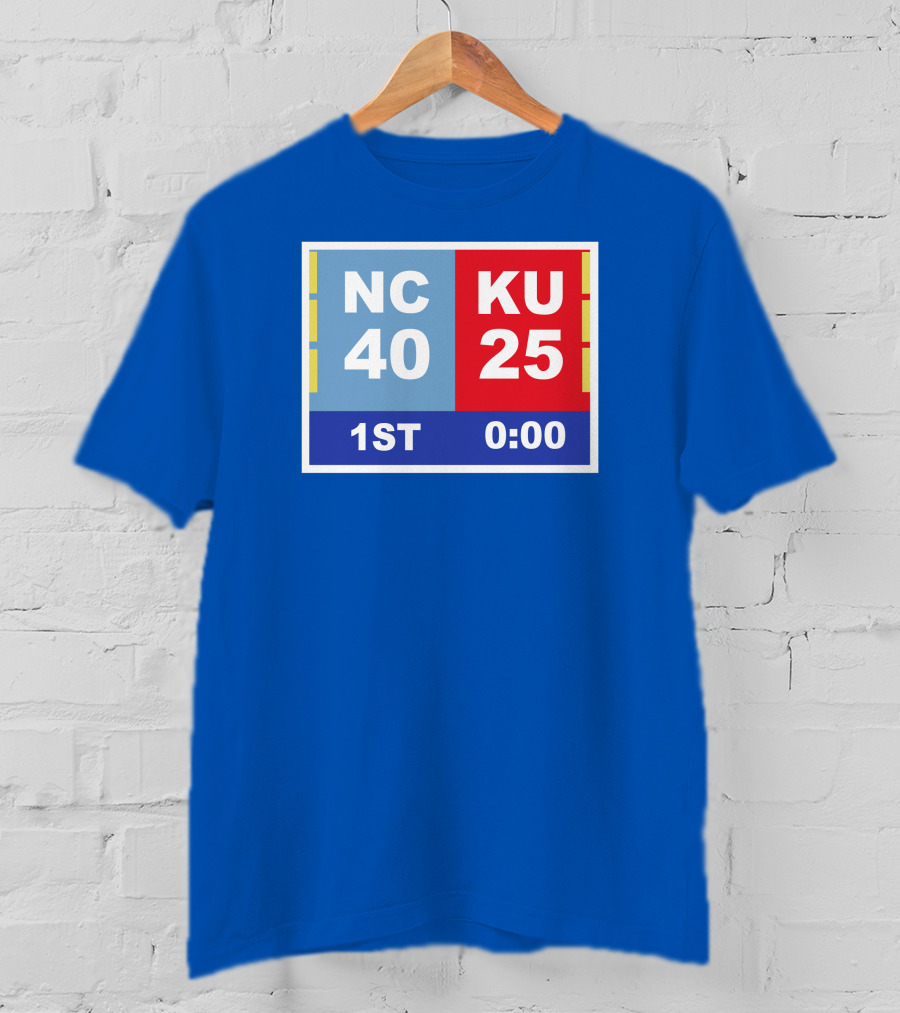 NC 40 KU 25 Scoreboard 1st Half 0:00 Classic Ks Comeback T-Shirt