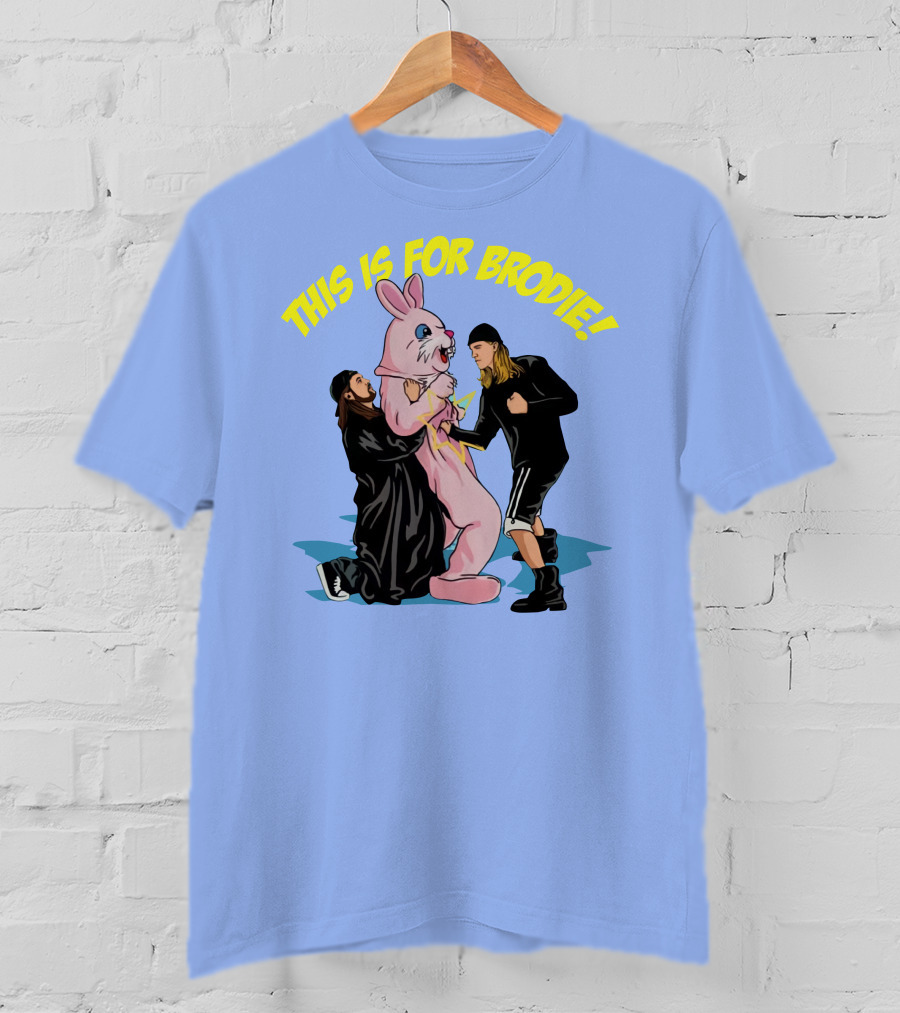 Kevin Smith This Is For Brodie Jay And Silent Bob Pink Bunny Drawing T-Shirt