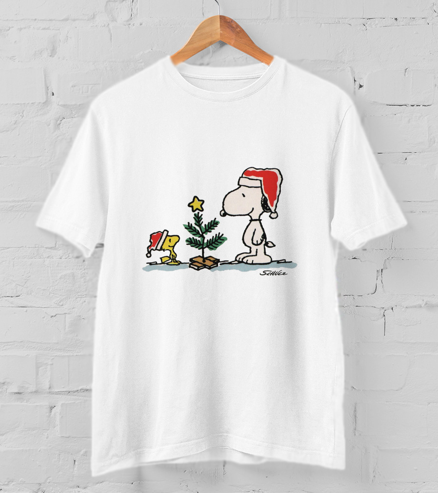 Snoopy Woodstock Christmas Tree Santa Hats T-Shirt