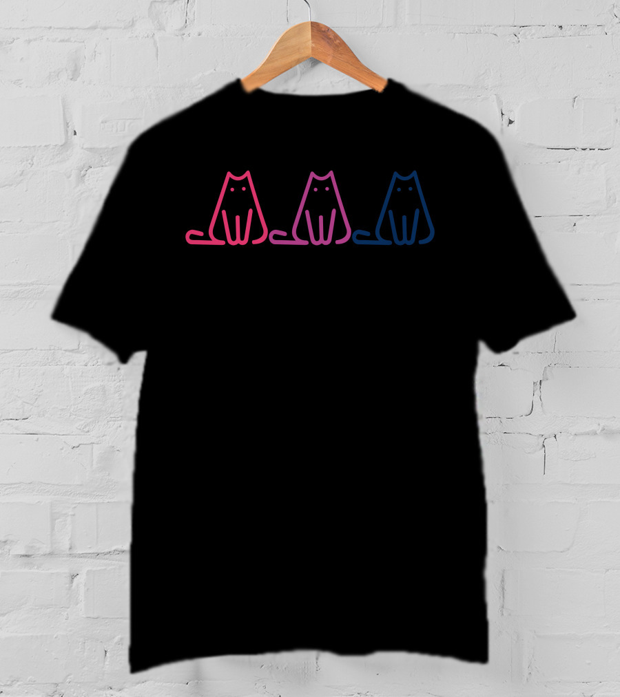Cahlaflour Rainbow Cat Trio Pink Purple Blue T-Shirt