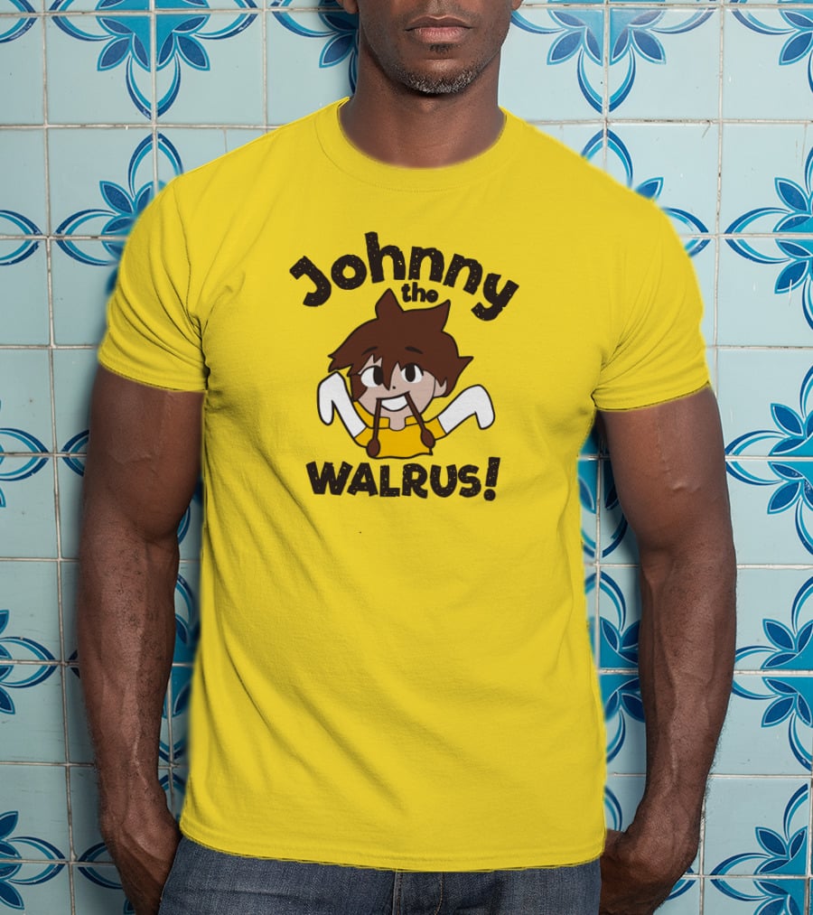 Johnny The Walrus Daily Wire Cartoon Character Yellow Background T-Shirt