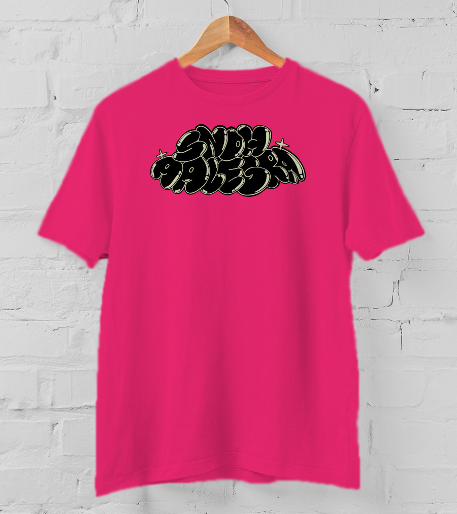 Snoh Aalegra Bold Bubble Lettering On Bright Pink Background T-Shirt